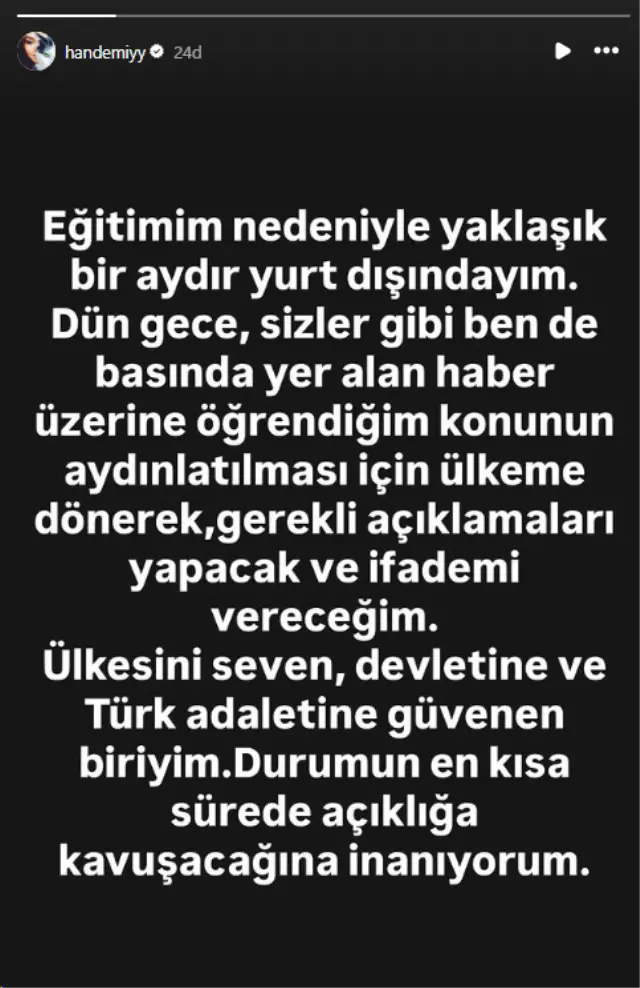 Hande Erçel'in ifadesi için hazırlanması