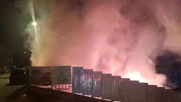 Yangın sonrası şantiye alanının görüntüsü