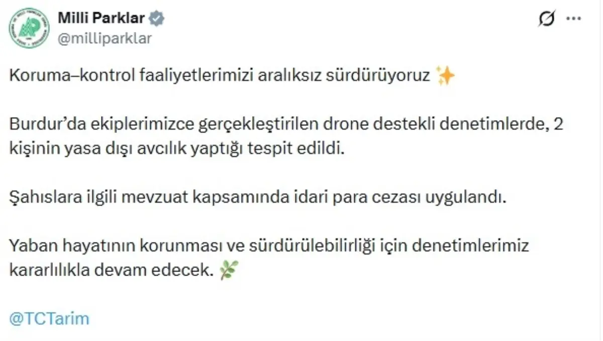 Burdur’da Dronlu Denetim Sonucu 2 Avcıya İdari Ceza Kesildi