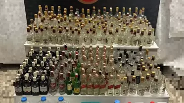 Ele geçirilen sahte alkol şişeleri