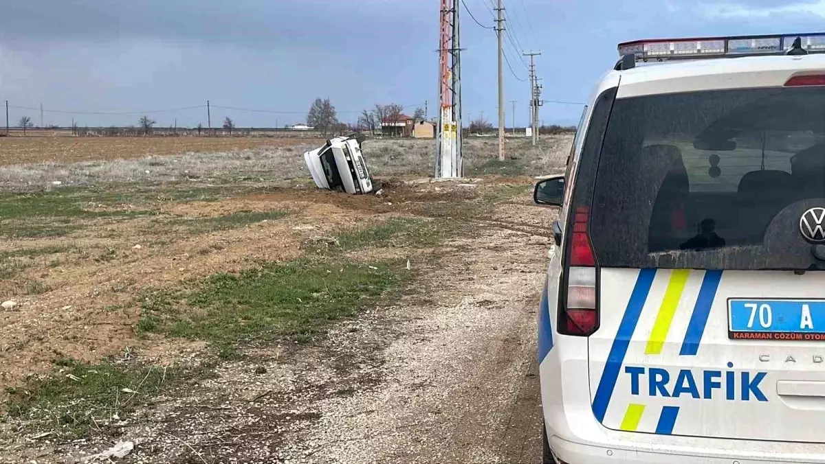 Karaman’da 5 Kişi Güvende: Otomobil Devrildi, Yaralanma Yok