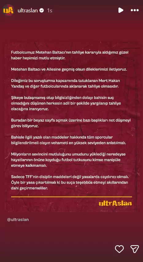 UltrAslan bildirisi detayları