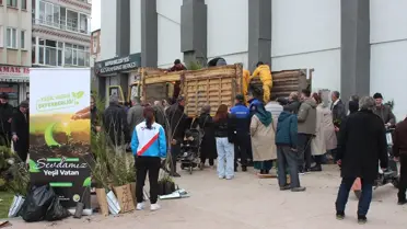 Bafra’da dağıtılan fidanlar