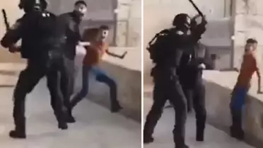 Kudüs’te Görüntülendi: İsrail Askeri, Çocuğunun Gözleri Önünde Filistinli Babayı Dövdü