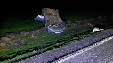 Siverek'te Şarampole Devrilen Otomobilde 5 Kişi Yaralandı