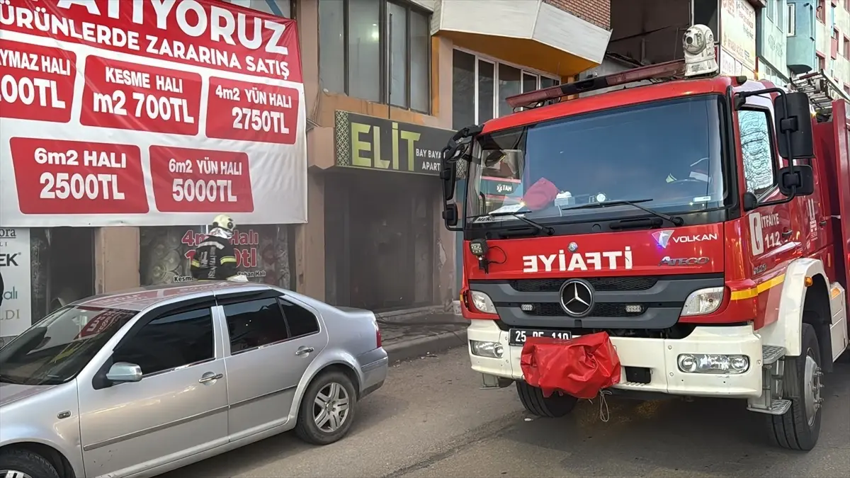 Erzurum’da Halı Mağazası Yangını Hızla Söndürüldü, Şüpheli Gözaltına Alındı