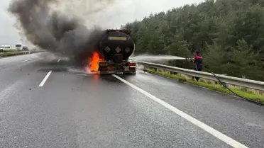 Söndürülen tanker yangını sonrası yangın bölgesi