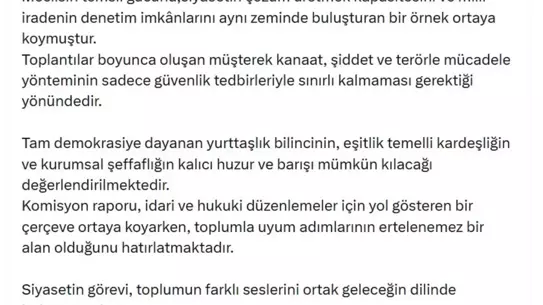 Komisyonun raporundan bir sayfa