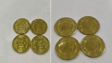 Altın renkli 25 kuruş madeni para detay fotoğrafı