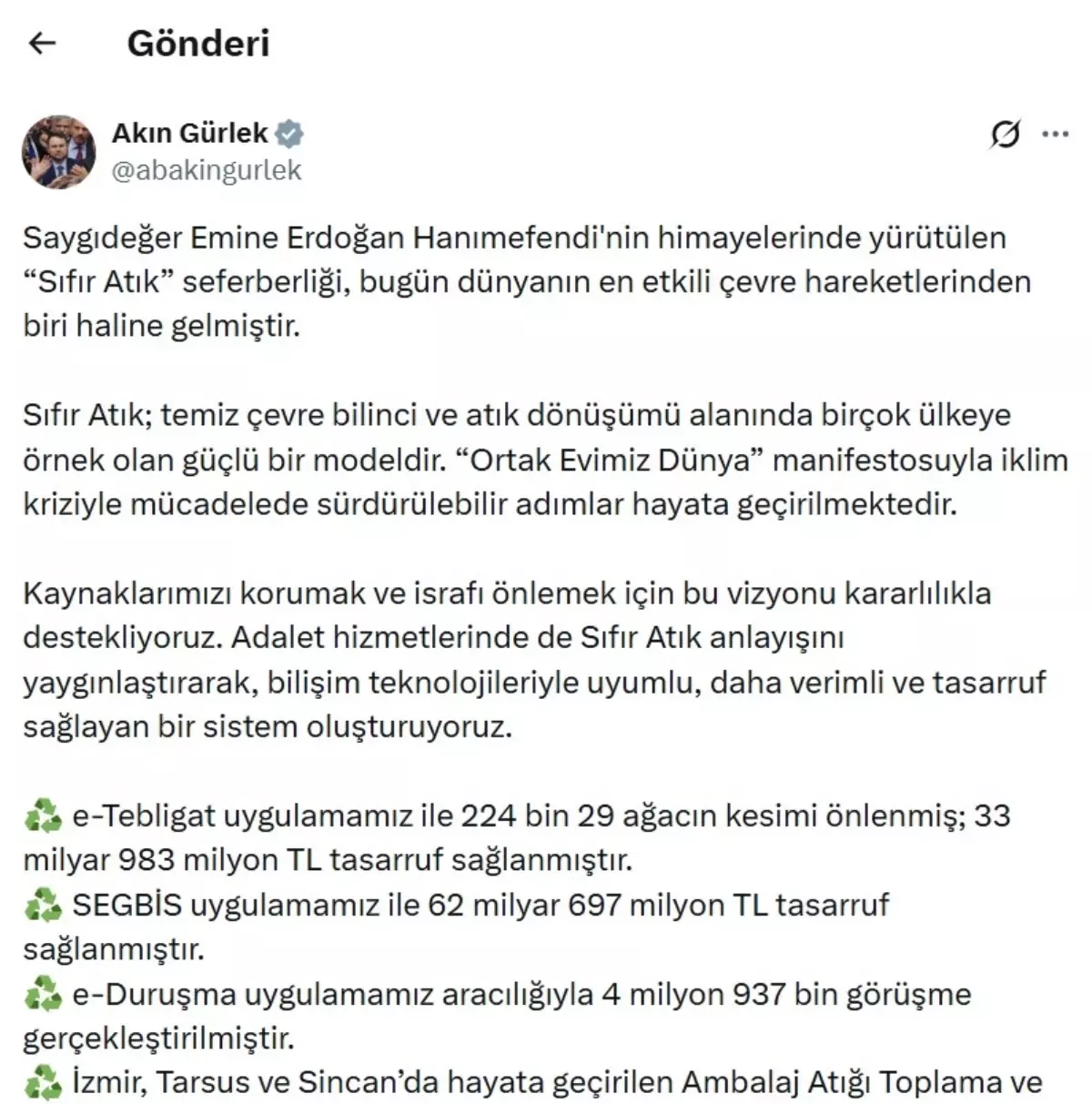 Adalet Bakanlığı'ndan Sıfır Atık Hamlesi: Çevreci Adımlar Hız Kesmeden
