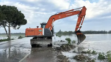 Menderes Nehri taşması sonrası suyla kaplı tarlalar