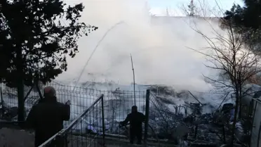 Kurtarılan yavru köpekler itfaiye arabasında