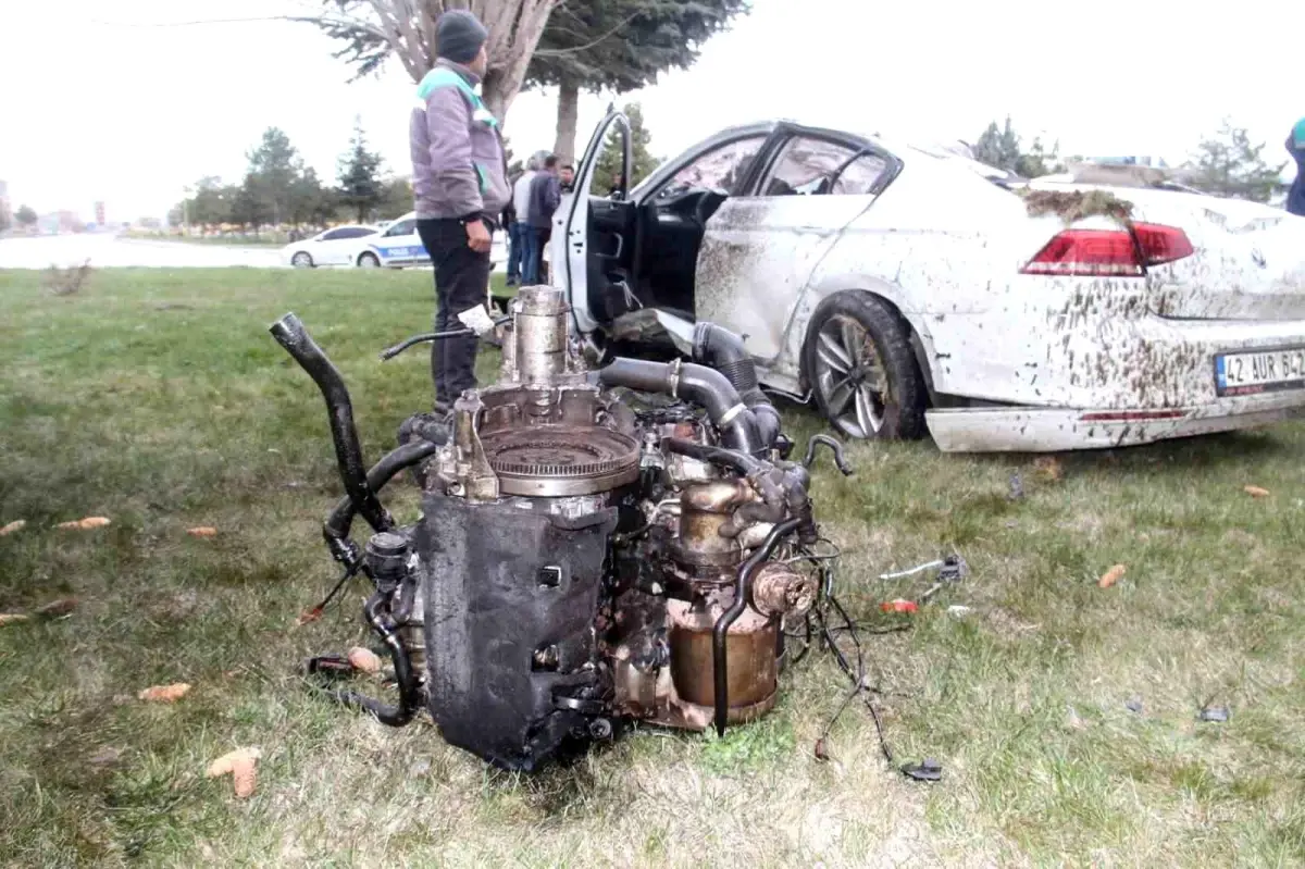 Beyşehir'de Kavşakta Kontrolden Çıkan Otomobil Devrildi, Sürücü Yaralandı