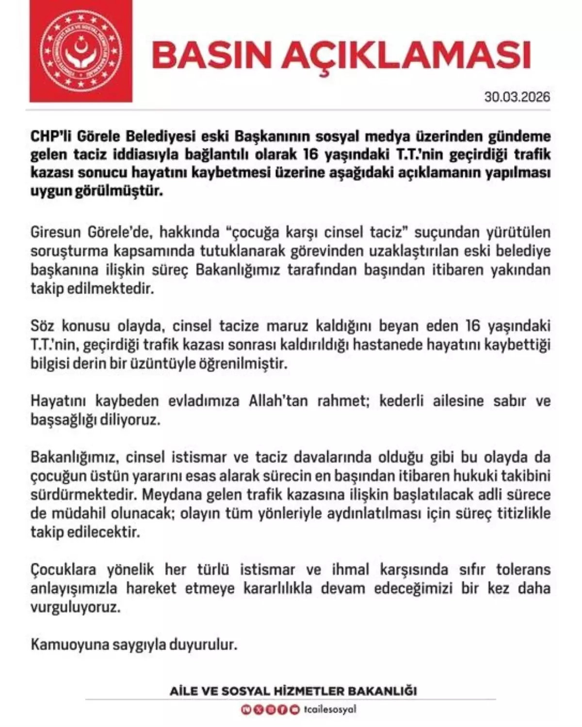 Aile ve Sosyal Hizmetler Bakanlığı, Çocuk İstismarına Karşı Sıfır Tolerans Politikasıyla Çözüm Vaat Ediyor