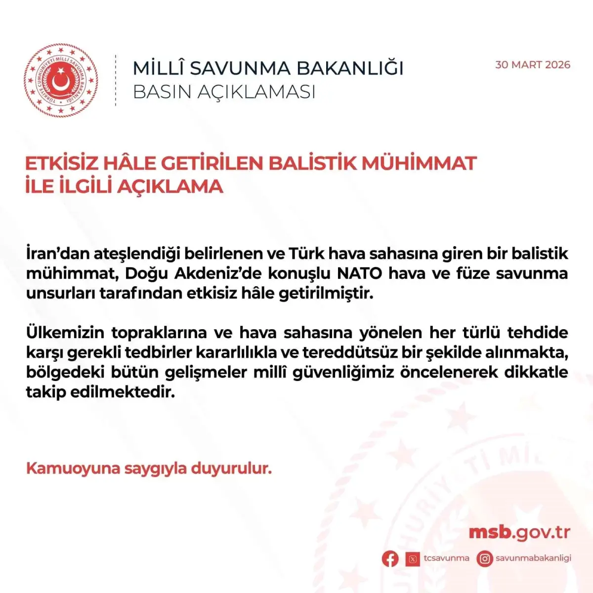 NATO, İran'ın Balistik Mühimmatını Türk Hava Sahasından Engelledi