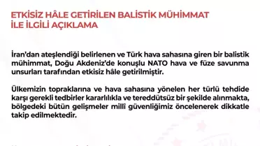 Türk hava sahasında etkisiz hale getirilen balistik mühimmat