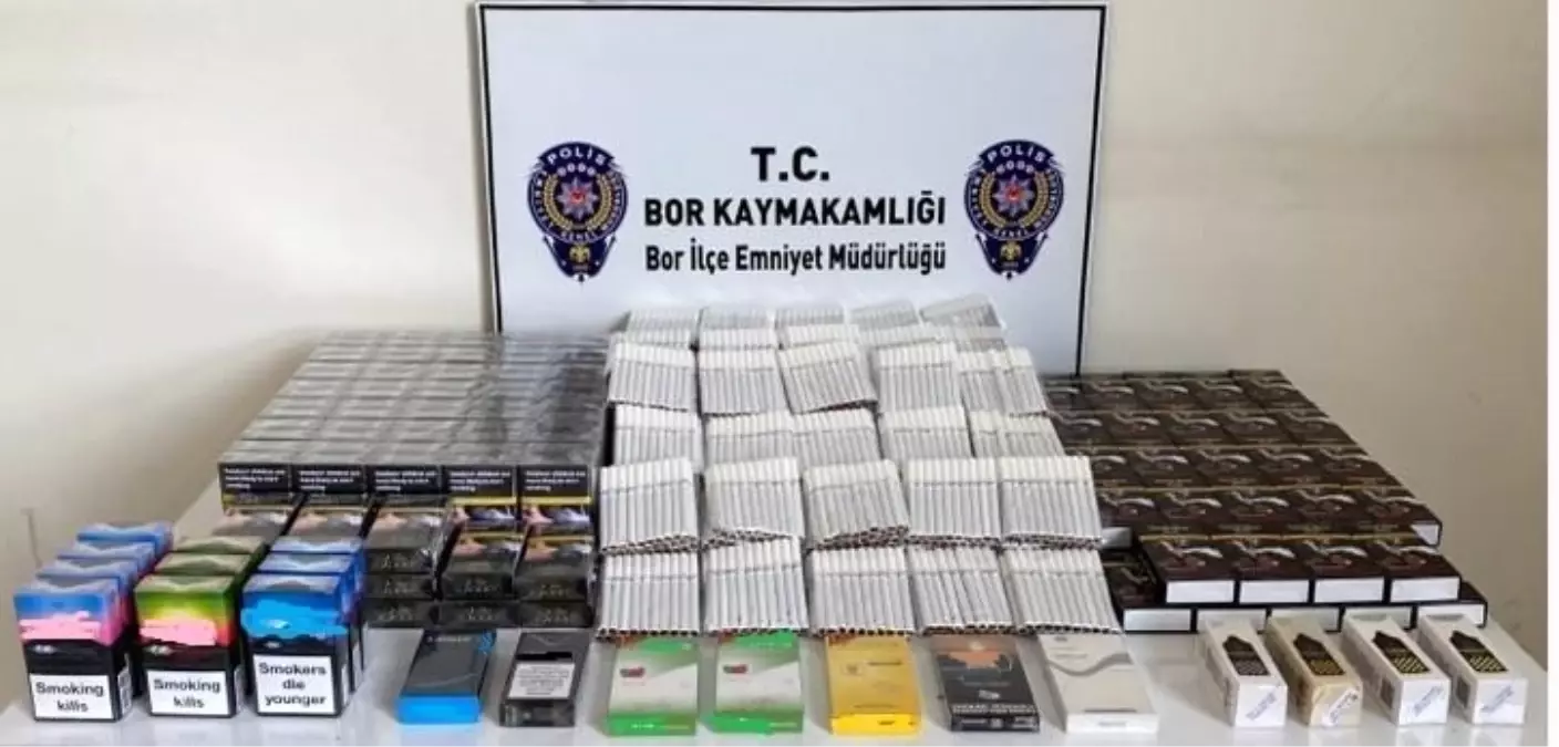 Bor’da 3.680 Makaron ve 100 Bandrolsüz Sigara Ele Geçirildi