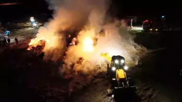 Aksaray’da Mandıra Yangınıyla Mücadele: 70 Ton Saman Kül Oldu