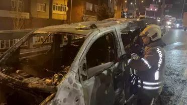 Yangın sonrası taksinin hasar görüntüsü