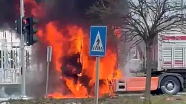 Yangın sonrası tırın külü