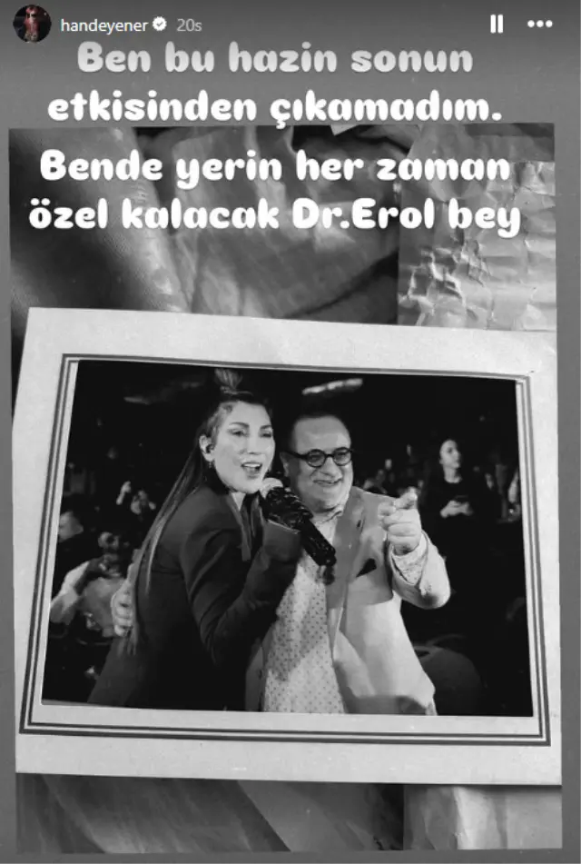 Hande Yener'in sosyal medya paylaşım ekran görüntüsü
