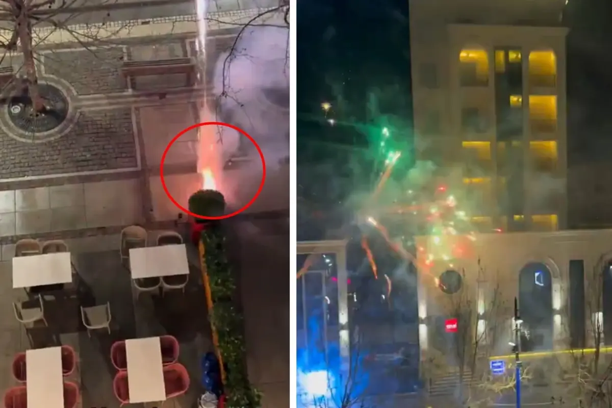 Kosova Taraftarlarından A Milli Takım Oteline Havai Fişek Saldırısı