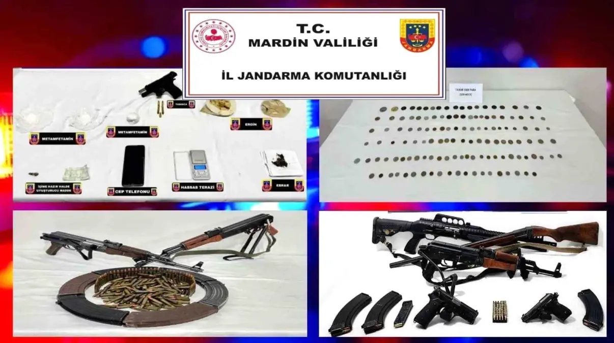Mardin'de Silahsız ve Tarihi Eser Kaçakçılığına Büyük Operasyon