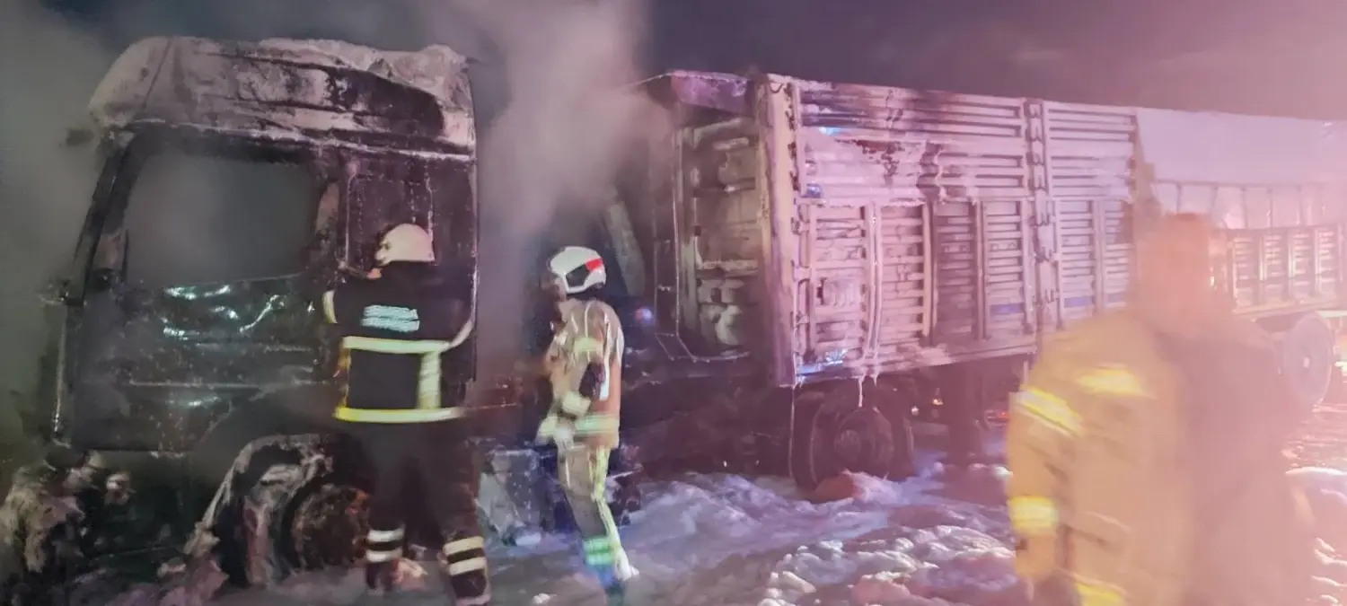 Bursa Karacabey'de Buğday Yüklü TIR Yangını Kontrol Altına Alındı