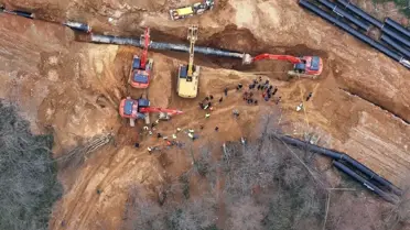 Doğal gaz hattı çalışması sırasında oluşan çöküş