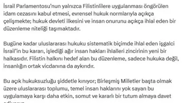 Adalet Bakanı Gürlek, İsrail’in Filistinli Çocuklara Yönelik Ölüm Cezası Uyarısını Kınadı