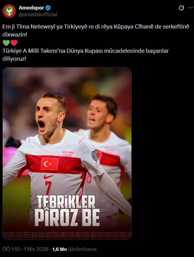 Amedspor sosyal medya paylaşım ekran görüntüsü