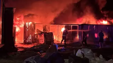 Yangın sonrası şantiye görüntüsü