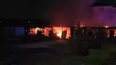 Yangın sonrası söndürülen konteyner