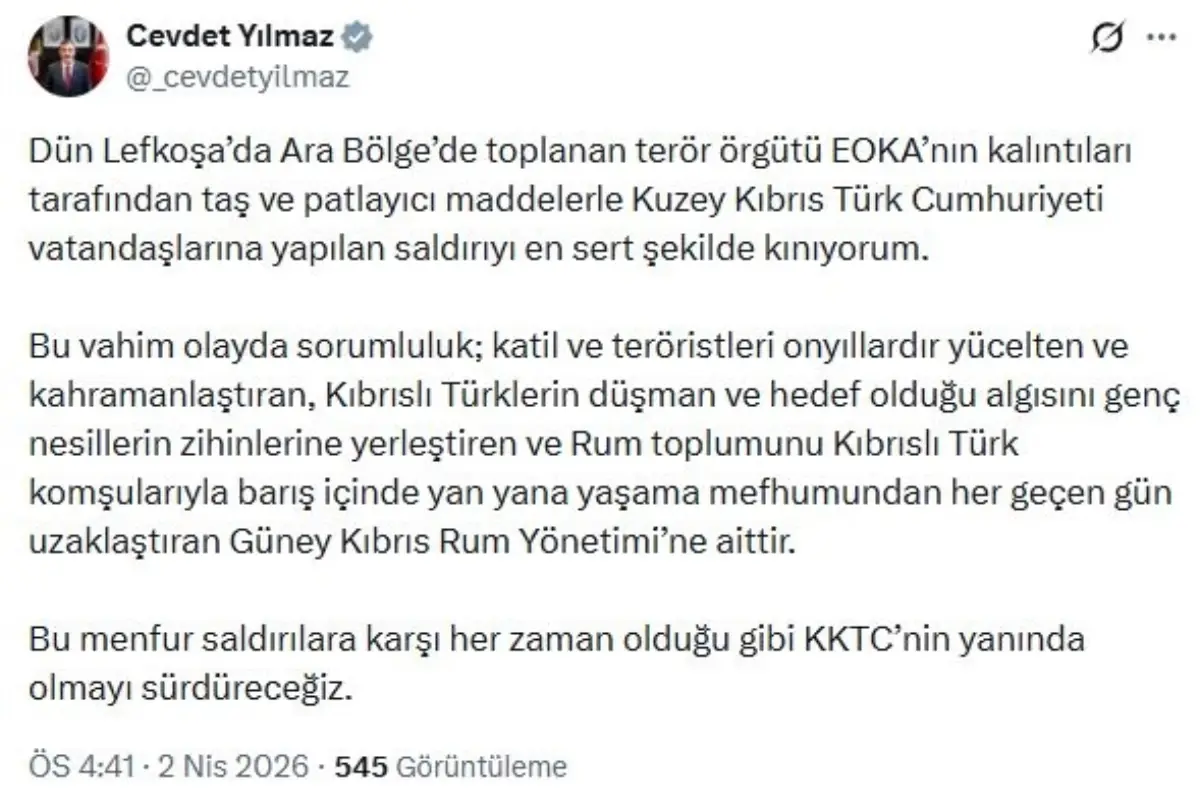 Yılmaz'dan EOKA Saldırısına Kesin Tepki: Güvenlik Önlemleri Artıyor