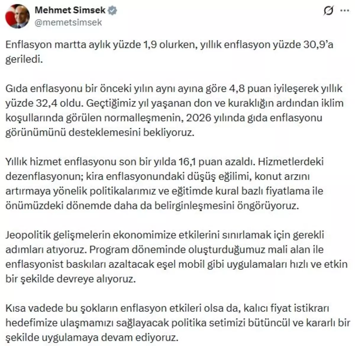 Bakan Şimşek'ten Enflasyonu Düşürmek İçin Yeni Ekonomik Adımlar