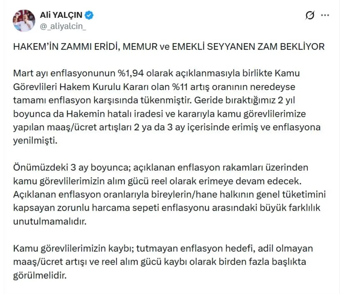 Memur-Sen, Enflasyon Zamını Yeniden Gözden Geçiriyor: Seyyanen Artış Talebi