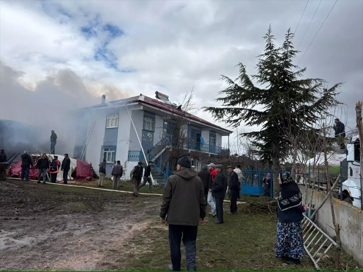 Reşadiye'de Şiddetli Yangın Odunlukları Yok Etti