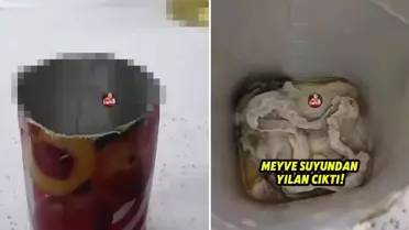 Meyve suyu şişesinin içinden çıkan görüntü