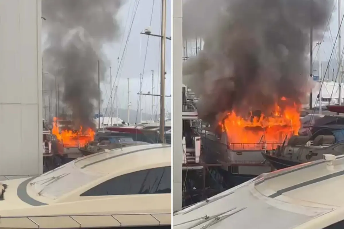 Bodrum Tersanesinde Eski Trabzonspor Başkanı’nın Motoryatı Alev Aldı