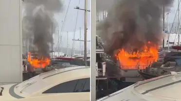 Bodrum Tersanesinde Eski Trabzonspor Başkanı’nın Motoryatı Alev Aldı