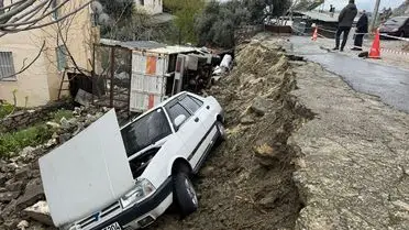 İstinat duvarı çöktükten sonra oluşan yıkım