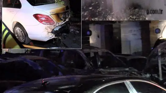 Yanmış araçların görüntüsü