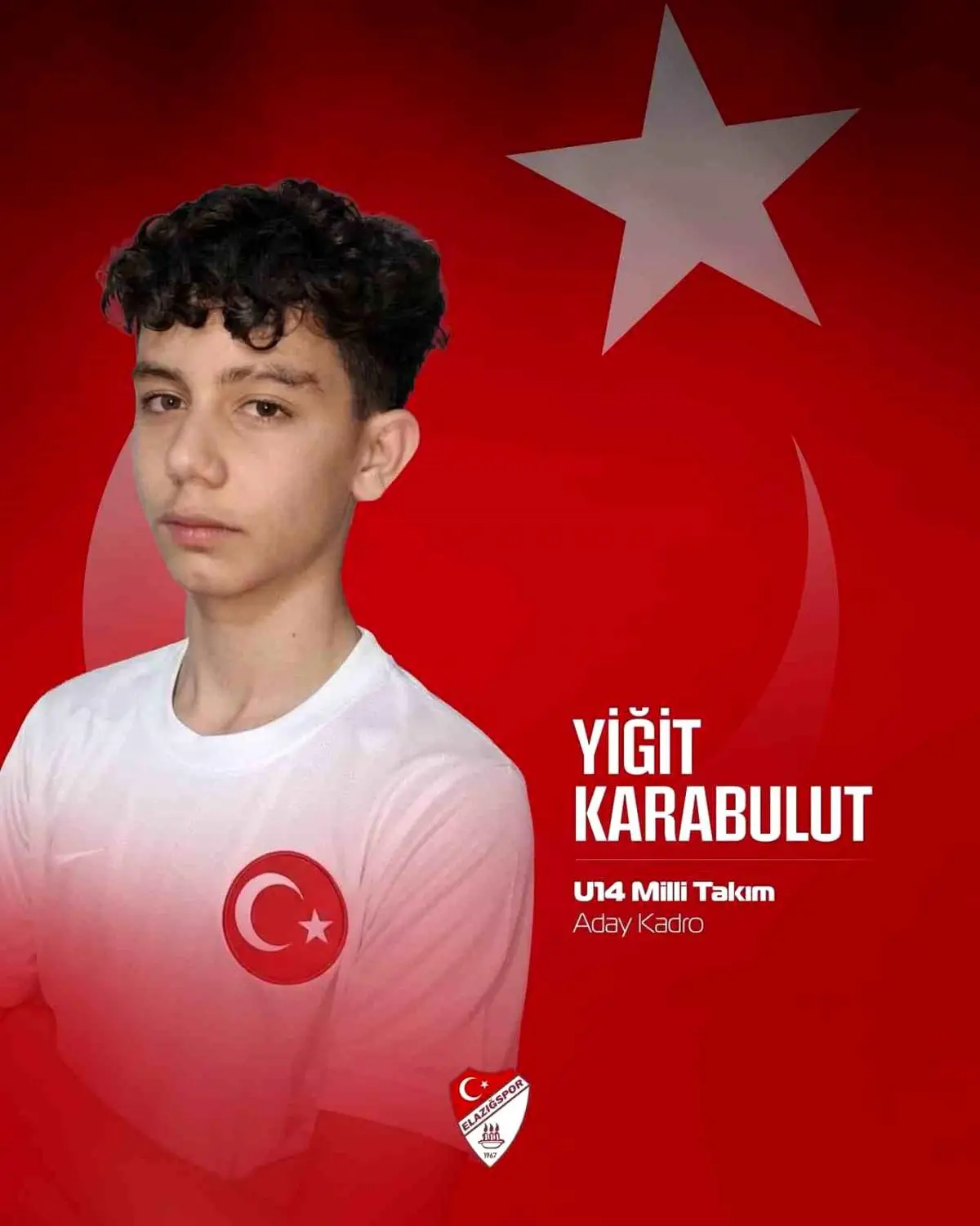 Elazığspor U14 Kaptanı Yiğit Karabulut Milli Takım Değerlendirme Kampına Davet Edildi