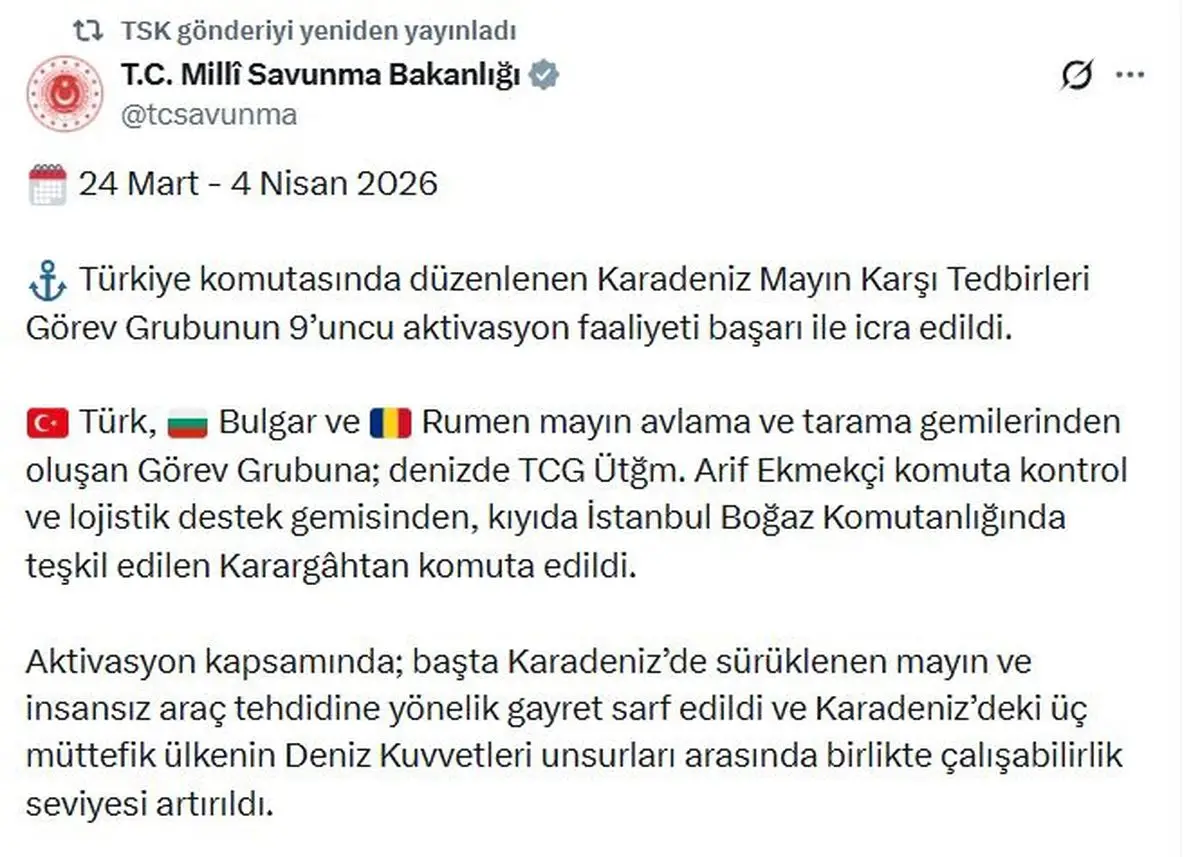 Karadeniz'de Mayın Karşı Tedbirleri Başarıyla Tamamlandı