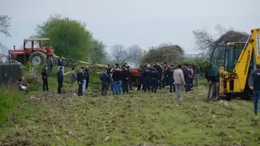 Devrilen traktörün görüntüsü