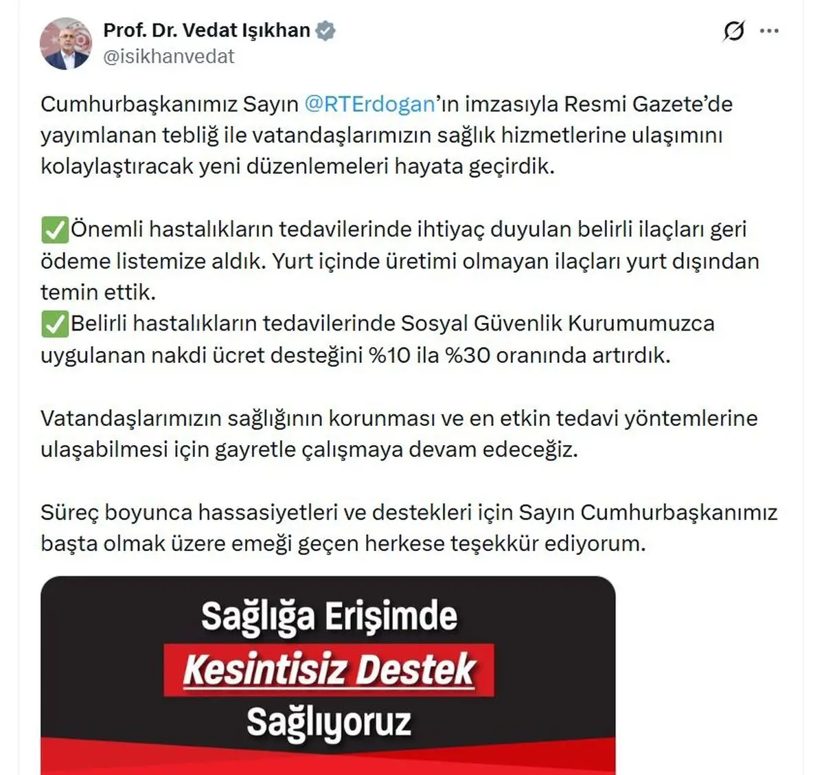 Sağlık Bakanı Işıkhan'dan Önemli Hastalık İlaçlarına Yeni Geri Ödeme Desteği