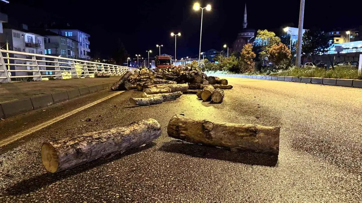 Karabük’te Kamyon Damperi Arızasıyla Odun Dökülmesi Önlenerek Büyük Kaza Önüne Geçildi