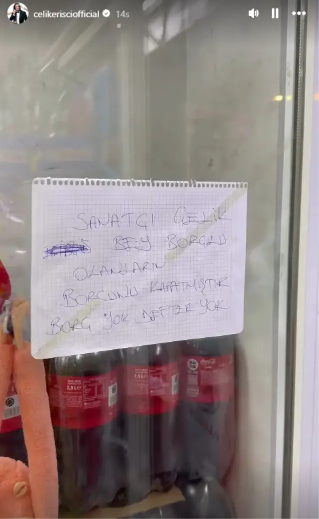 Bakkalın duvarına asılan teşekkür notu