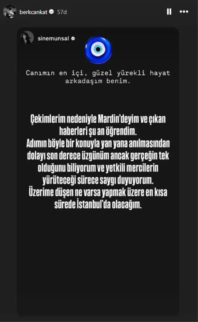 Berk Cankat’ın destek mesajı