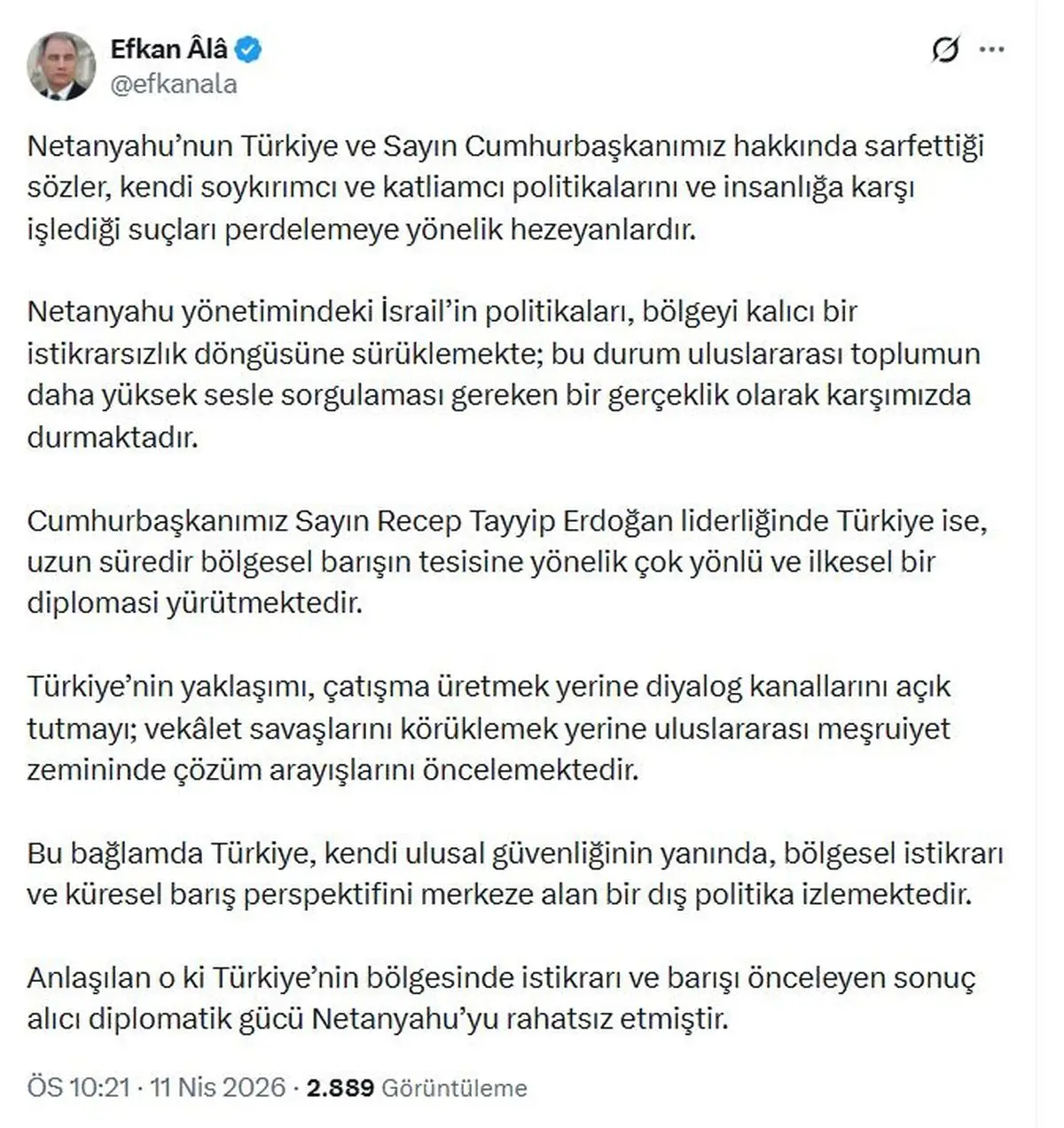 Efkan Ala'dan Netanyahu'ya Sert Eleştiri: Türkiye'yi Savunurken "Soykırım ve Katliam" İddiaları